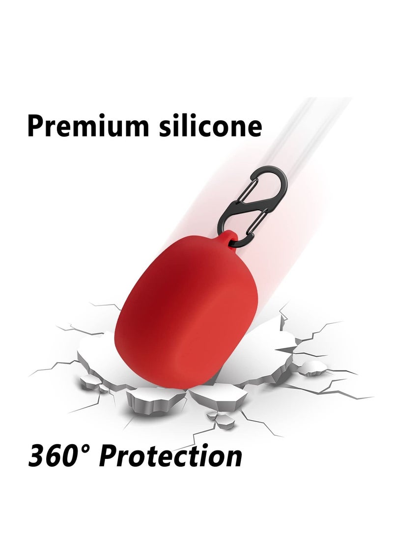 Silicone Case Compatible with Anker Soundcore Liberty 4 Protective Cover with Carabiner (Red) - Image 3