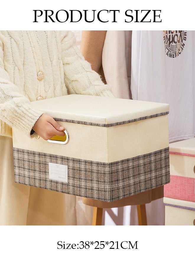 DUNISO 2pcs Stackable Storage Cubes with Lids Fabric Decorative Storage Box Bins Organizer Containers Baskets with Cover Handles Divider for Bedroom Closet Living Room - Image 2