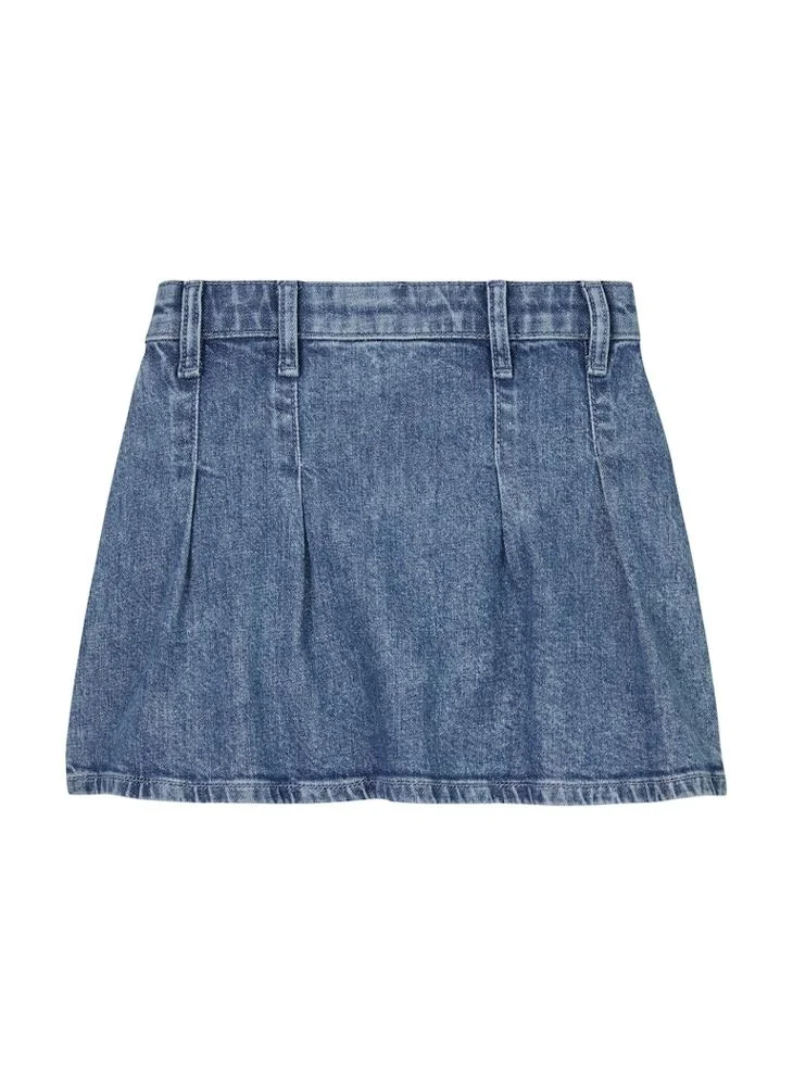 TOMMY HILFIGER Kids Denim Pleated A-Line Mini Skirt