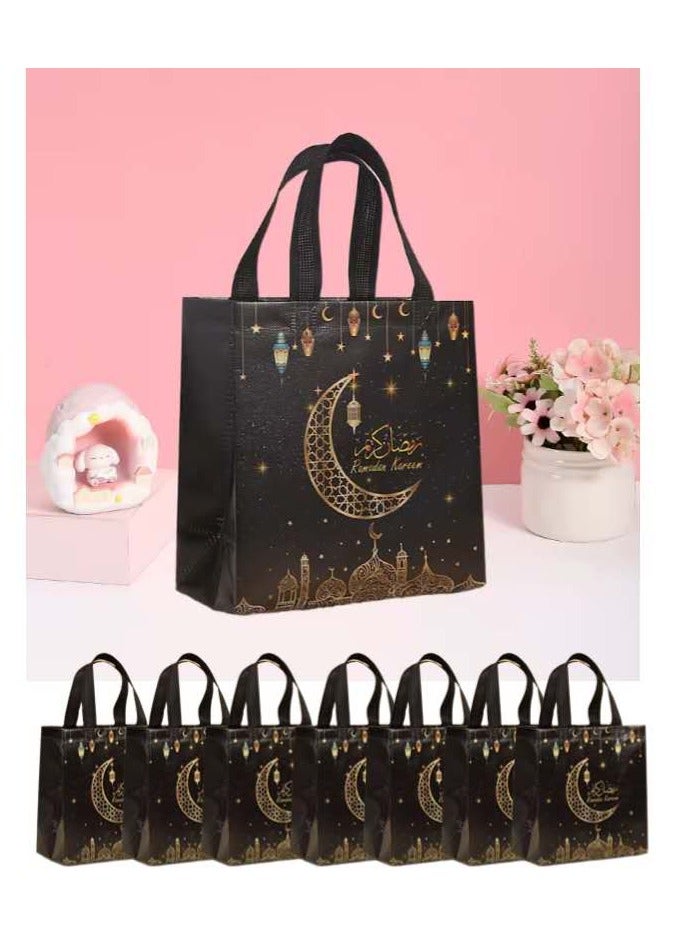 9 Pieces Ramadan Kareem Non-woven Bags Eco Friendly Color Printing Reusable Gift Bags Ramadan Mubarak - Image 1