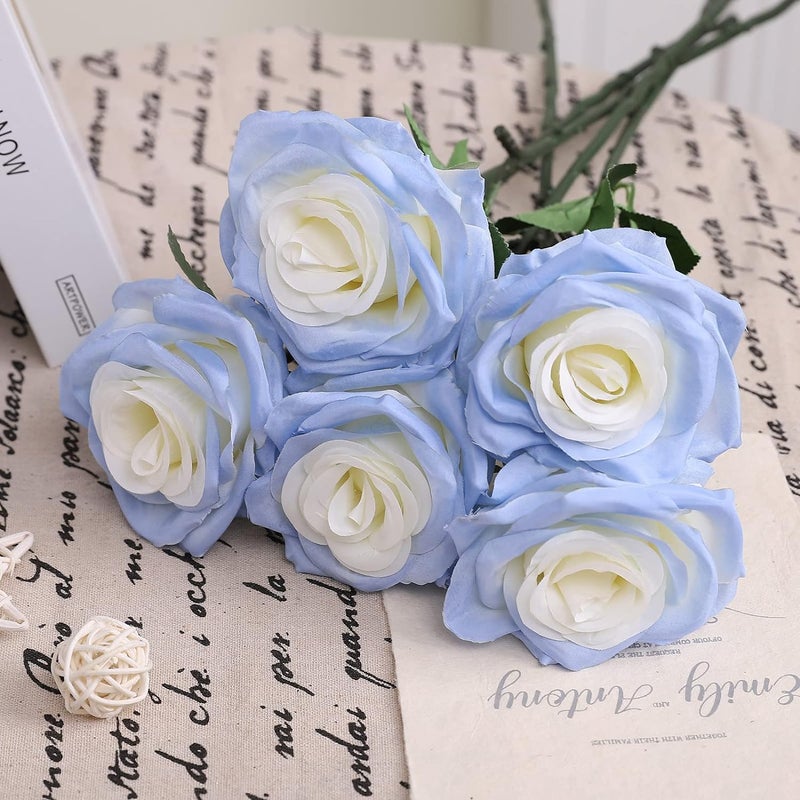 Hidak Roses Artificial Silk Flowers Faux Rose Flower Long Stems Bouquet for Arrangement Wedding Centerpiece Party Home Office Decor Artificial Plant Craft Without Vase - Image 2