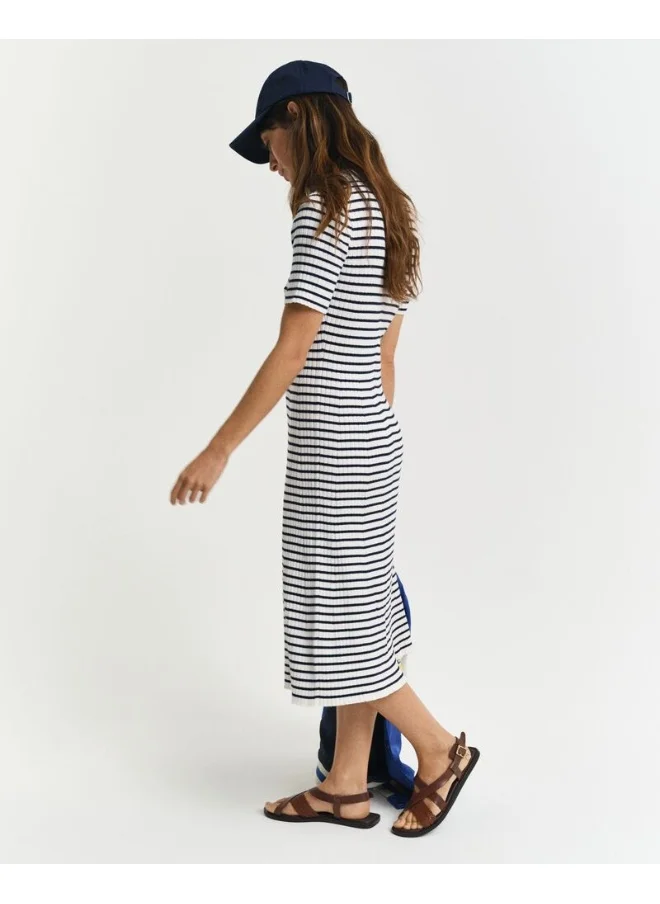 GANT Striped Rib Knit Short Sleeve Rugger Dress