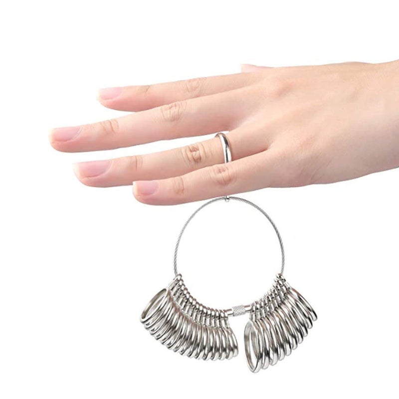 Aluminium Ring Sizer Mandrel Metal Ring Sizer Finger Sizing Stick Mandrel Tool with Ring Sizer Gauge Set Measuring Tape for Ring Size Measurement - Image 4