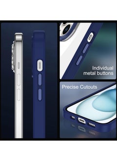 Generic Case Clear Anti Yellow Heavy Duty Protection Transparent Shockproof Rugged Cover Soft TPU Hard Bumper Safe Grip Protective Light Cover for iPhone 14 Plus/15 Plus (Blue)  - Image 4