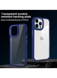 Generic Case Clear Anti Yellow Heavy Duty Protection Transparent Shockproof Rugged Cover Soft TPU Hard Bumper Safe Grip Protective Light Cover for iPhone 14 Plus/15 Plus (Blue)  - Image 2