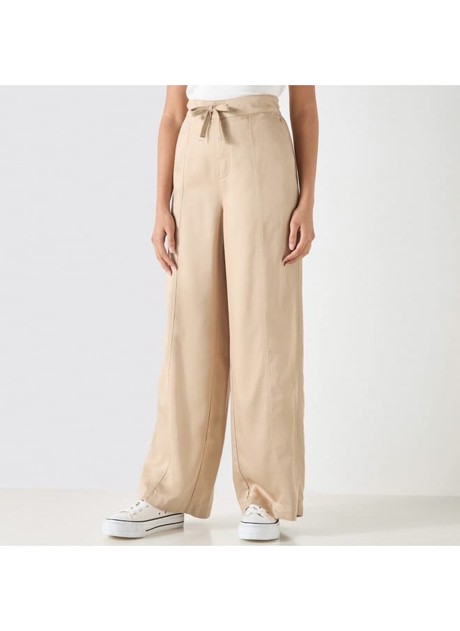 Lee Cooper - Lee Cooper Solid Wide Leg Pants with Drawstring Closure and Pockets - Image 1