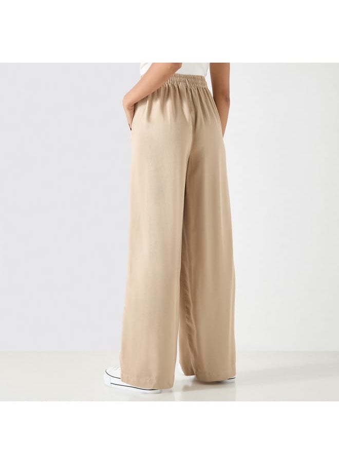 Lee Cooper - Lee Cooper Solid Wide Leg Pants with Drawstring Closure and Pockets - Image 1