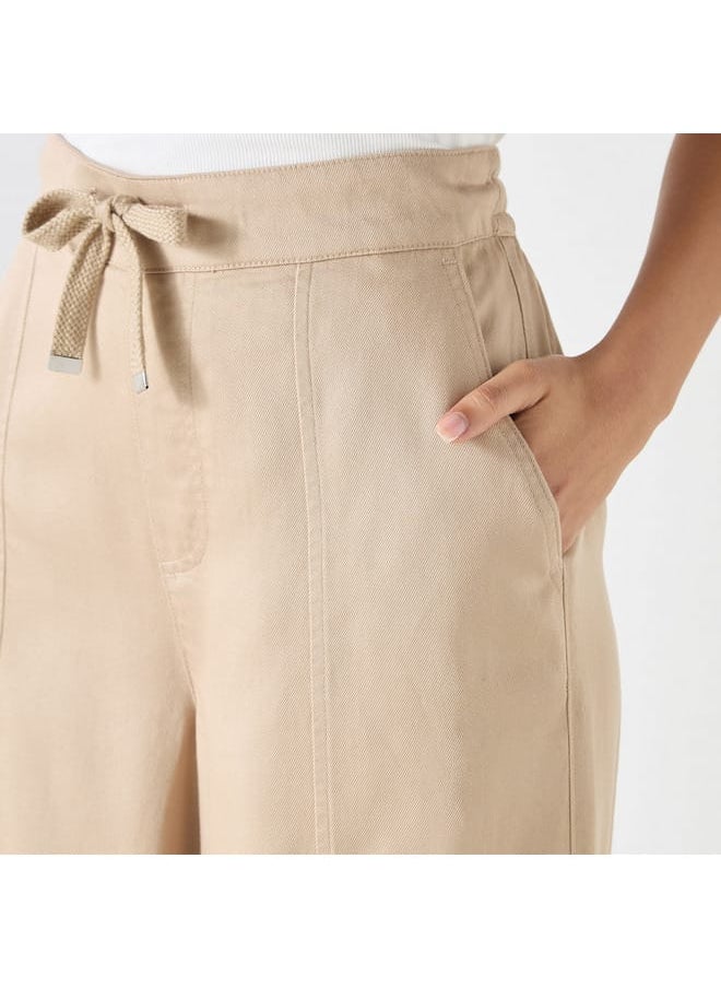 Lee Cooper - Lee Cooper Solid Wide Leg Pants with Drawstring Closure and Pockets - Image 1