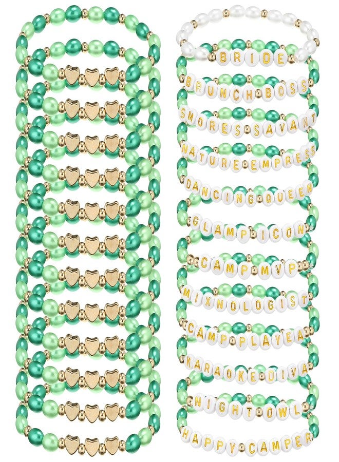 Otuuz 24 Pcs Camp Bachelorette Party Favors Pearl Beaded Camp Bachelorette Decorations Team Bride Bracelets Bridesmaid Friendship Bracelet Gift for Party Bridal Shower Engagement Wedding Favor - Image 1