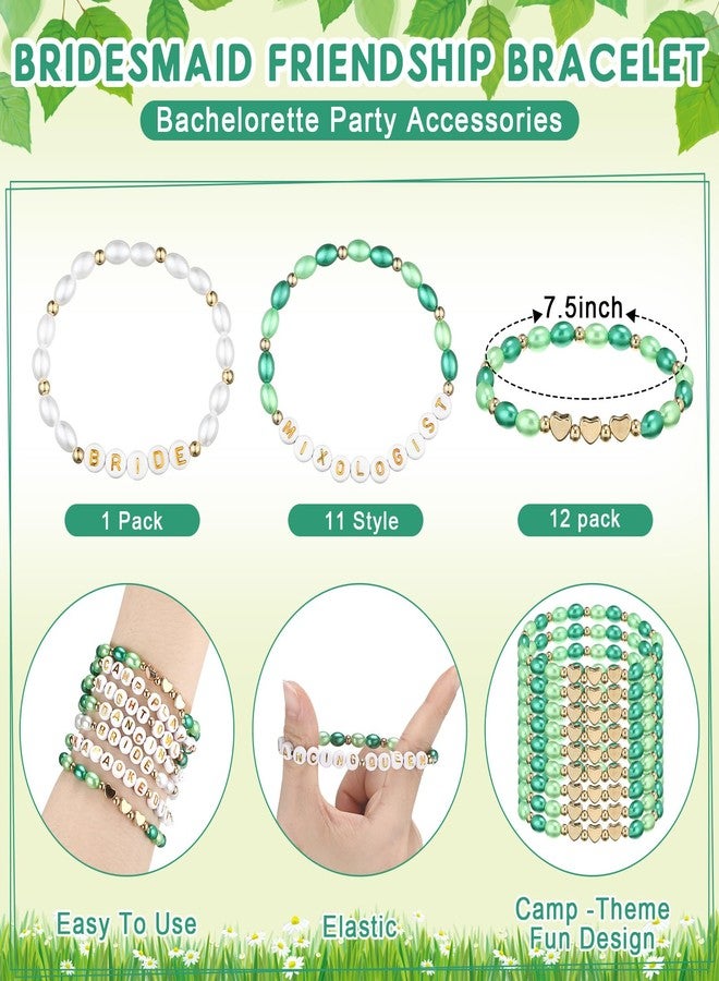 Otuuz 24 Pcs Camp Bachelorette Party Favors Pearl Beaded Camp Bachelorette Decorations Team Bride Bracelets Bridesmaid Friendship Bracelet Gift for Party Bridal Shower Engagement Wedding Favor - Image 2