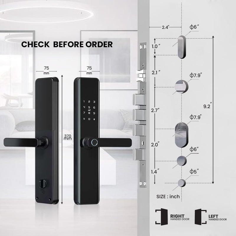 We Technology Door Lock with Handle |Touchscreen Keypad & Doorbell | Keyless Entry (Fingerprint, Passcode, Key Access & App Control), Auto-Lock, Electronic Deadbolt for Front Doors, Black - Image 4