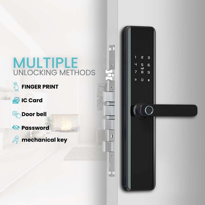 We Technology Door Lock with Handle |Touchscreen Keypad & Doorbell | Keyless Entry (Fingerprint, Passcode, Key Access & App Control), Auto-Lock, Electronic Deadbolt for Front Doors, Black - Image 3