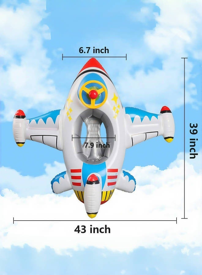 Baby Inflatable Pool Float Swimming Float Boat with Steering Wheel Horn for Kids Toddlers Age 1-5 Boys Girls Inflatable Swimming Pool Toys  Summer Pool Swim Ring Beach Supplies