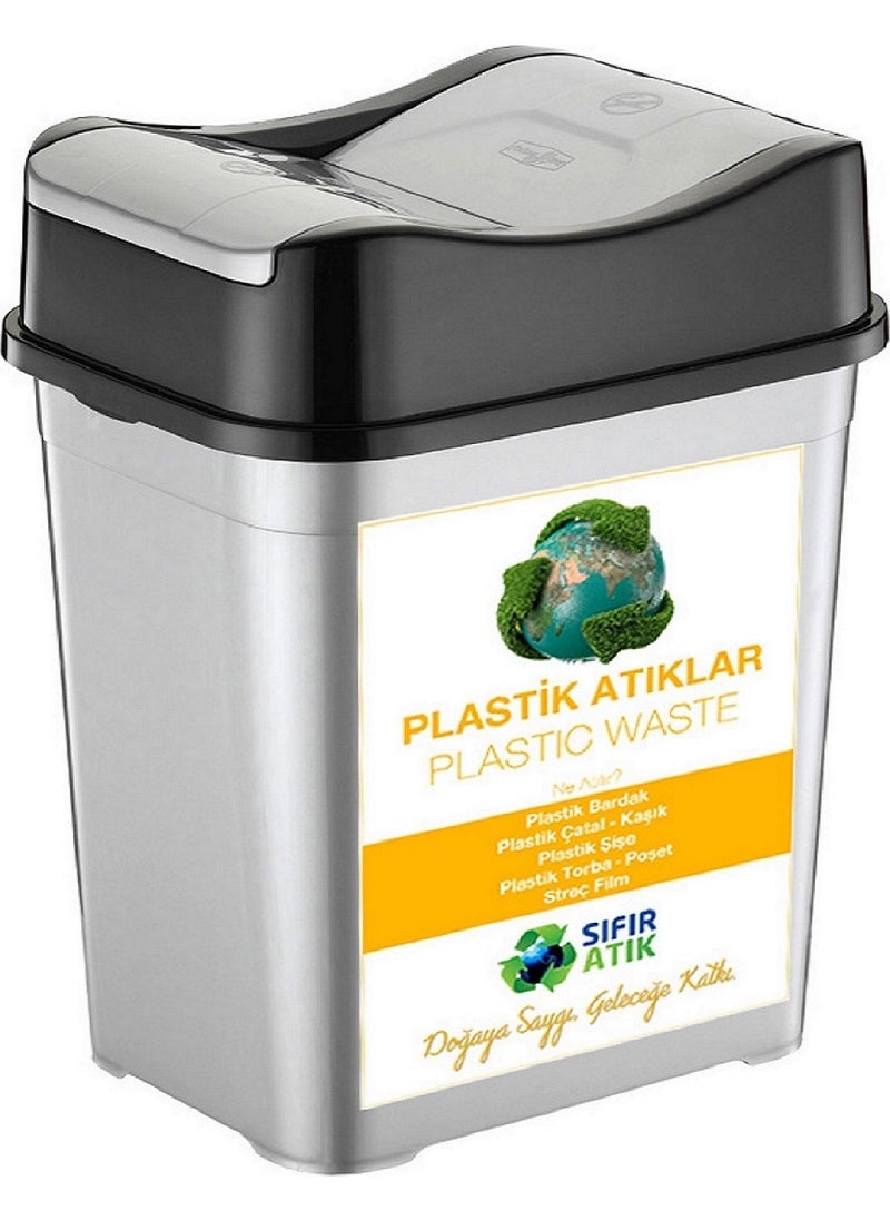 Deembro Zero Waste Bin 35 Lt * 4 Pieces Recycling Bin Plastic Double Cover Paper-Organic-Glass-Plastic  - Image 2