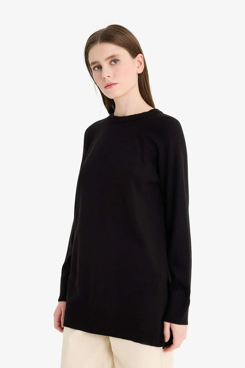 ديفاكتو Regular Fit Crew Neck Basic Tunic Pullover