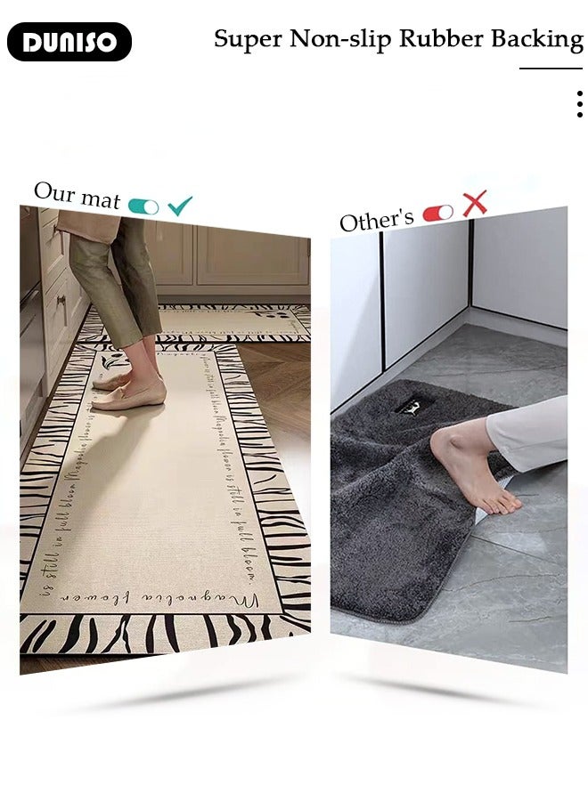 DUNISO Diatom Mud Bath Mat Set Bathroom Kitchen Rug Mat Extra Soft and Absorbent Bath Rugs Non-Slip Quick Drying Floor Bath Tub Mat for Bathroom Floor Tub and Shower 50*80CM+50*160CM - Image 2