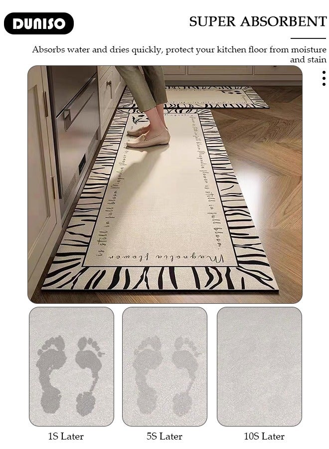 DUNISO Diatom Mud Bath Mat Set Bathroom Kitchen Rug Mat Extra Soft and Absorbent Bath Rugs Non-Slip Quick Drying Floor Bath Tub Mat for Bathroom Floor Tub and Shower 50*80CM+50*160CM - Image 3