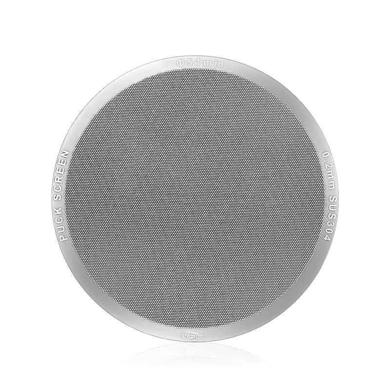 IKAPE شاشة إسبرسو IKAPE بسمك 51 مم وسمك 02 مم قابلة لإعادة الاستخدام من المعدن فائق النحافة وخفيفة الوزن من الفولاذ المقاوم للصدأ 316 لبارستا الإسبرسو