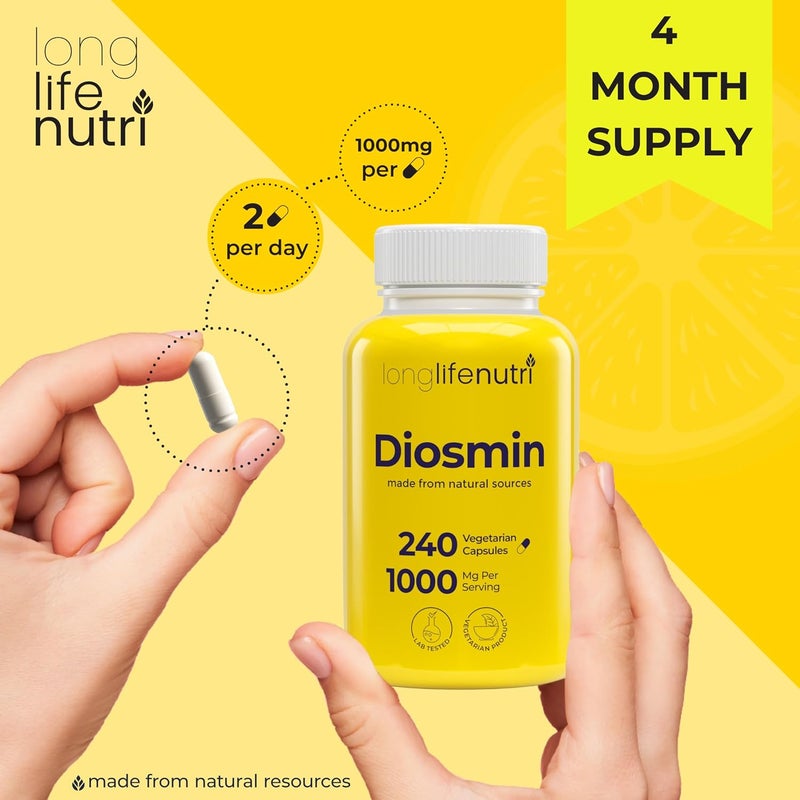 LongLifeNutri Diosmin 1000mg Advanced Formula  240 Capsules for Circulatory Health Support 4Month Supply NonGMO Made in USA  Daily Wellness Supplement - Image 5