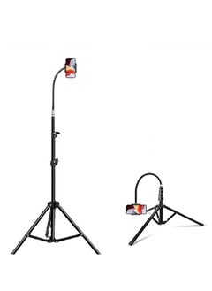 General Tall Phone Tripod  Selfie Stick, 170cm Flexible Heavy Duty Metal iPhone Tripod Stand, Gooseneck Overhead Tripod for iPhone 15 14 13 Pro Max / 13 Pro / 13 12 11, Android Cell Phone (Black)  - Image 1