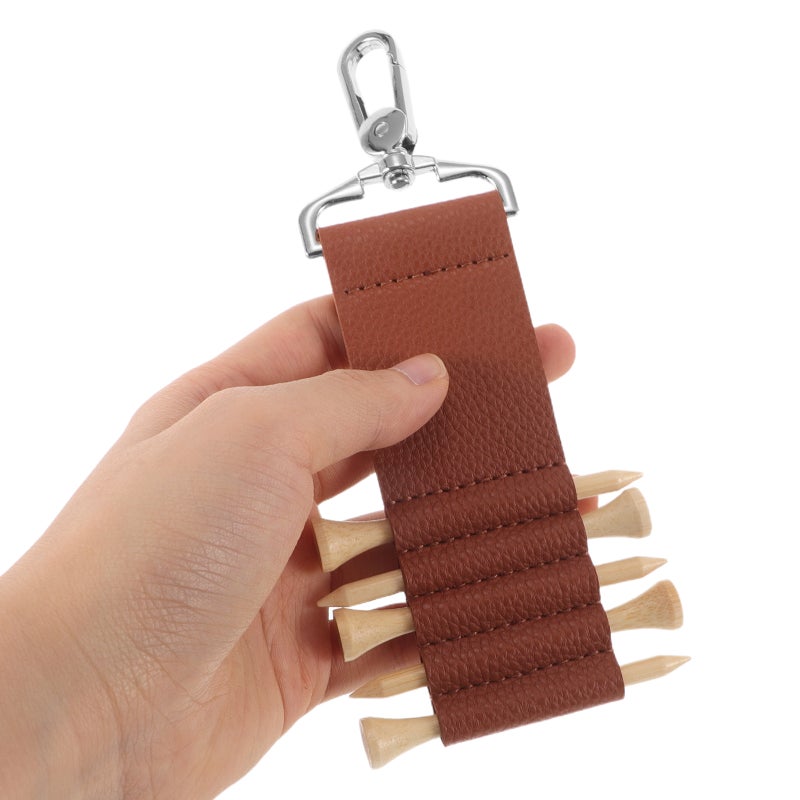 2pcs Golf Tee Stand: Hanging Tee Holder Pu Leather Carrier Organizer Clip Golfs Supply For Travel Storage Easy Carrying Accessories - Image 2