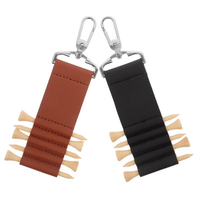 2pcs Golf Tee Stand: Hanging Tee Holder Pu Leather Carrier Organizer Clip Golfs Supply For Travel Storage Easy Carrying Accessories - Image 4