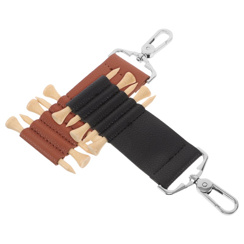 2pcs Golf Tee Stand: Hanging Tee Holder Pu Leather Carrier Organizer Clip Golfs Supply For Travel Storage Easy Carrying Accessories - Image 3