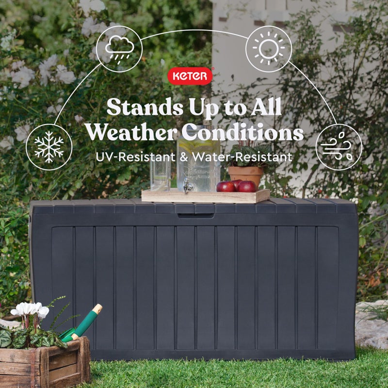 Keter Marvel Plus 71 Gallon Resin Deck Box-Organization and Storage for Patio Furniture Outdoor Cushions, Throw Pillows, Garden Tools and Pool Toys, Dark Grey - Image 5