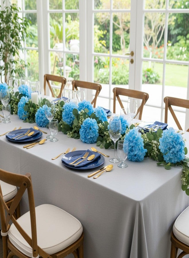 Maysing 6ft Light Blue Hydrangeas Artificial Floral Garland with Greeny Eucalyptus, Spring Wreath Fake Flowers Vines for Wedding Wall Arch Ceremony Home Table Centrepiece Backdrop Party Decorations - Image 2
