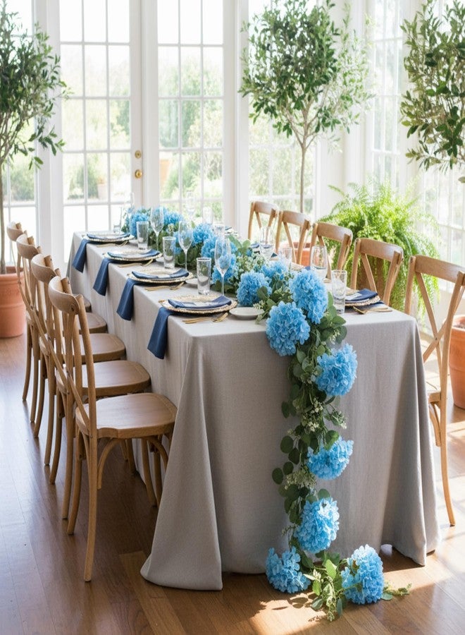 Maysing 6ft Light Blue Hydrangeas Artificial Floral Garland with Greeny Eucalyptus, Spring Wreath Fake Flowers Vines for Wedding Wall Arch Ceremony Home Table Centrepiece Backdrop Party Decorations - Image 4