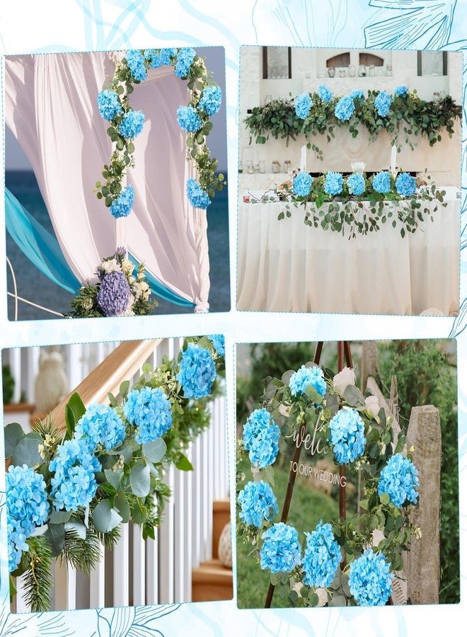 Maysing 6ft Light Blue Hydrangeas Artificial Floral Garland with Greeny Eucalyptus, Spring Wreath Fake Flowers Vines for Wedding Wall Arch Ceremony Home Table Centrepiece Backdrop Party Decorations - Image 5