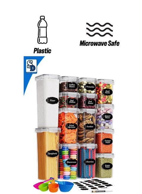 Airtight Food Storage Containers, 14-Piece Stackable Plastic Kitchen Containers and Storage Set| BPA Free, Dishwasher, Microwave and Freezer Safe