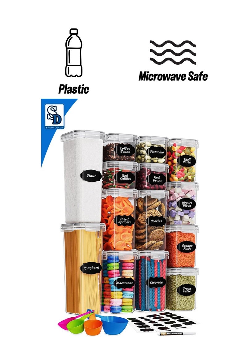 Eworld Airtight Food Storage Containers, 14-Piece Stackable Plastic Kitchen Containers and Storage Set| BPA Free, Dishwasher, Microwave and Freezer Safe  - Image 1