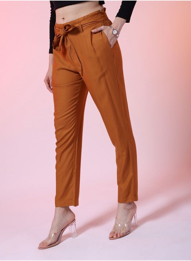 Freehand Women Tapered Solid High-Rise Pants  - Image 3