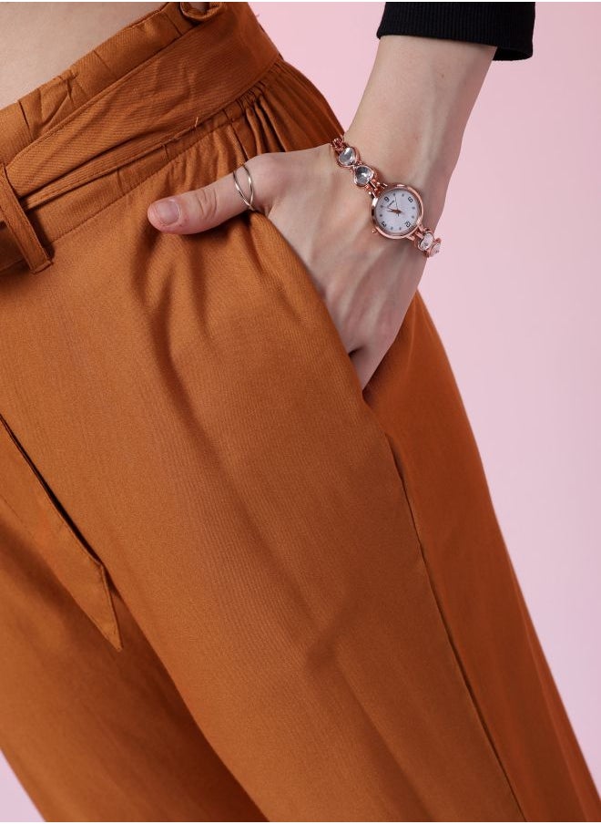 Freehand Women Tapered Solid High-Rise Pants  - Image 5