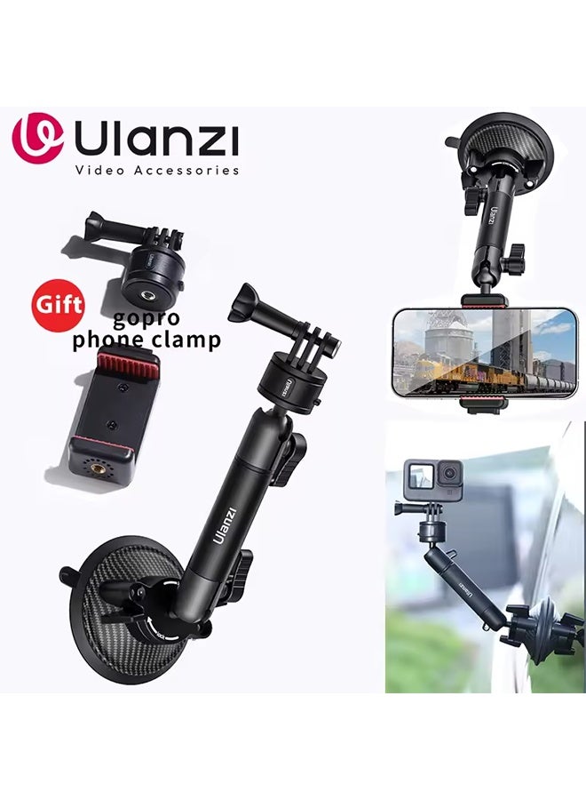 يولانزي حامل تثبيت على الزجاج الأمامي للسيارة من Ulanzi ZJ01، مع مشبك تثبيت للهاتف، وحامل تثبيت على الزجاج الأمامي لهاتف GoPro - Image 1