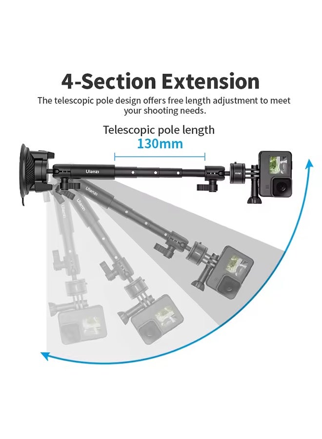 يولانزي حامل تثبيت على الزجاج الأمامي للسيارة من Ulanzi ZJ01، مع مشبك تثبيت للهاتف، وحامل تثبيت على الزجاج الأمامي لهاتف GoPro - Image 2