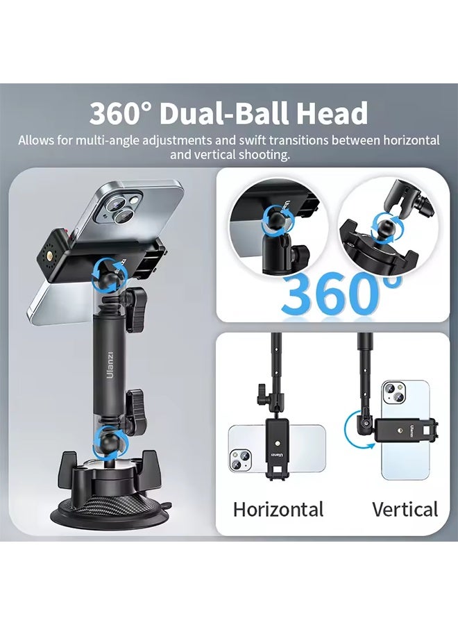 يولانزي حامل تثبيت على الزجاج الأمامي للسيارة من Ulanzi ZJ01، مع مشبك تثبيت للهاتف، وحامل تثبيت على الزجاج الأمامي لهاتف GoPro - Image 3