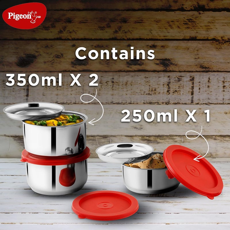 pigeon Pigeon Lunch Box Nutri Fresh Stainless Steel Insulated Tiffin Box | Keeps Food Warm and Fresh| Pack of 3 - Blue (2 Year Warranty)  - Image 4