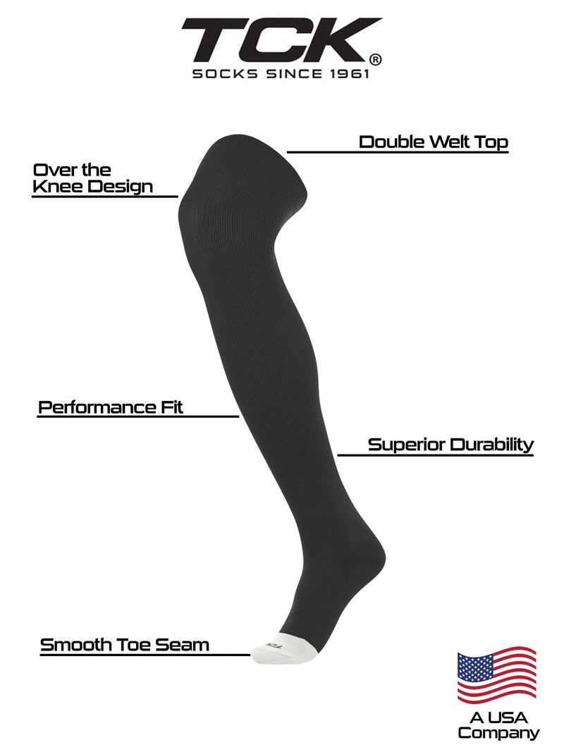 TCK Prosport Football Socks Over the Knee (Black, Small) - Youth Football Socks & Baseball High Socks - Over Knee Baseball Socks - Tall Softball Socks - Image 2