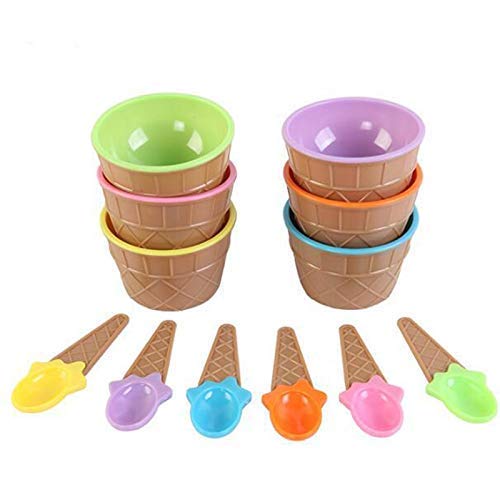 ATHA Ice Cream Bowl Set with Spoon Plastic Dessert Bowl for Kids Adults MultiColor 6 - Image 5