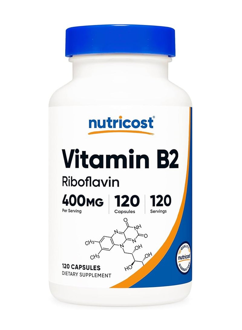 Nutricost Vitamin B2 (Riboflavin) 400mg, 120 Capsules - Image 1