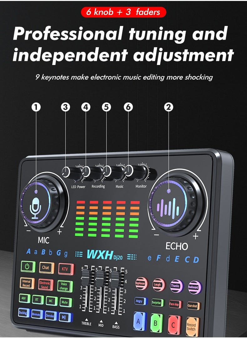 Sunbmebge - Live Sound Card Set/Condenser Microphone Set With Microphone Stand And Professional Mixer/Studio Equipment/Podcasting Microphone For Streaming Broadcast/Gaming/Recording/Singing/Tiktok/Youtube - Image 1