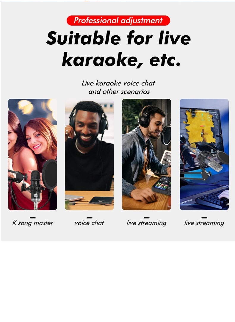Sunbmebge - Live Sound Card Set/Condenser Microphone Set With Microphone Stand And Professional Mixer/Studio Equipment/Podcasting Microphone For Streaming Broadcast/Gaming/Recording/Singing/Tiktok/Youtube - Image 1