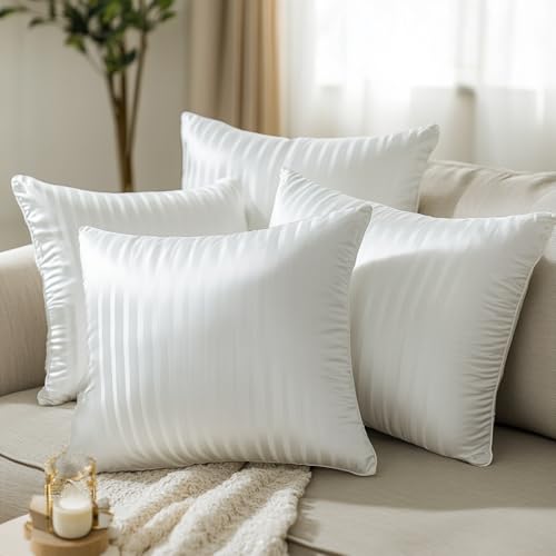 Nivasam Microfiber Cushion 16 inch x 16 inch Filler, Sofa Cushions, Durable Sofa Pillow for Home Decor (White) (Set of 4) - Image 1