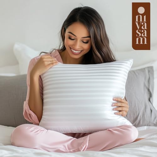 Nivasam Microfiber Cushion 16 inch x 16 inch Filler, Sofa Cushions, Durable Sofa Pillow for Home Decor (White) (Set of 4) - Image 2
