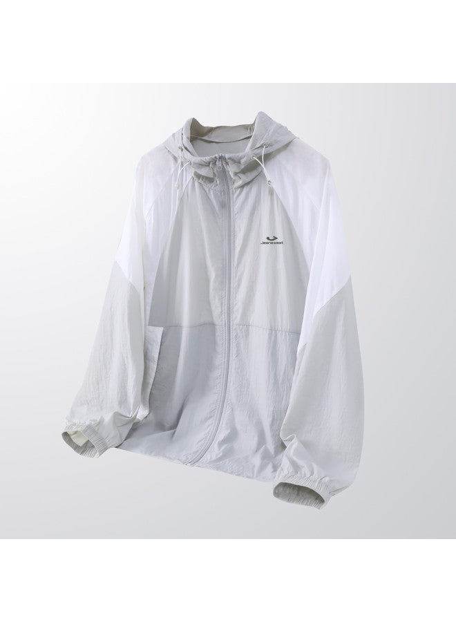 Jeanswest Men's Sun Protection Hoodie 2025 Summer Loose Slim-fit Color-blocked Casual Sporty Zip-up Jacket With Hood - Image 3