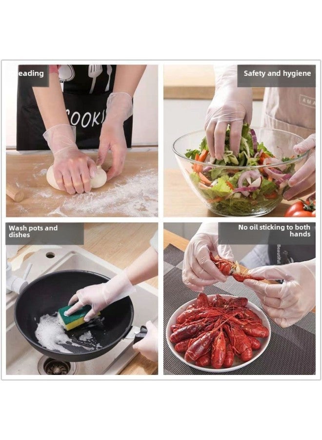 Generic Food Grade Disposable Gloves TPE Thickened Transparent Alternative Nitrile Food Household Plastic Film-Colour:M Size  Suitable For Both Men And Women⚑⚑-Specification: 4 Bags⚑⚑ - Image 2