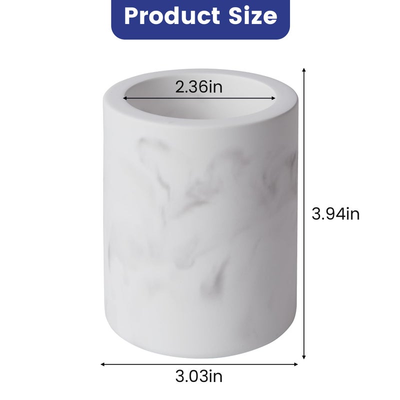 Amviner Drying Stone Toothbrush Holder, Diatomite Toothbrush Holders for Bathroom Counter, Quick Drying Electric Toothbrush and Toothpaste Holder Bathroom Organizer, Marble White - Image 2