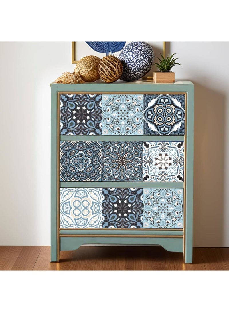 SYOSI ملصقات بلاط، بلاط خلفية مطبخ قابل للإزالة واللصق، ملصقات حائط PVC ذاتية اللصق ومقاومة للماء، ألواح حائط زخرفية سهلة التركيب، سطح مضاد للانزلاق، نمط ريترو للمنزل، الحمام، 20 قطعة زرقاء - Image 5